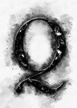 q letter watercolor
