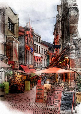 Street Market Of Brussels