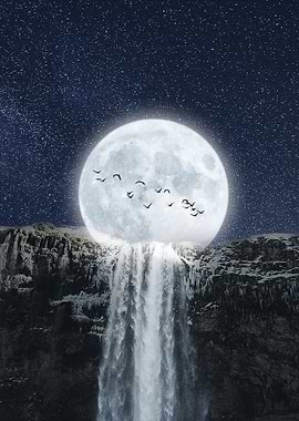 Moon Waterfall Fantasy