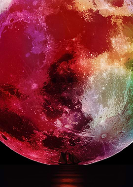 Moon with Small Ship