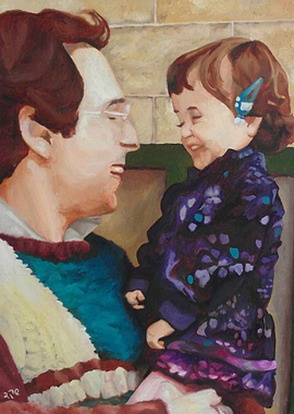 Me and Dad oil painting