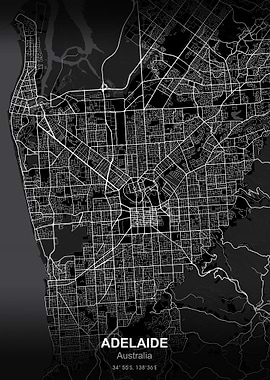 ADELAIDE City map black