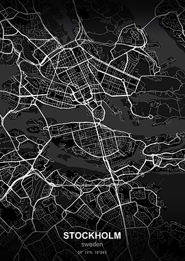 stockholm City map black