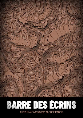 Barre des Ecrins Topo Map
