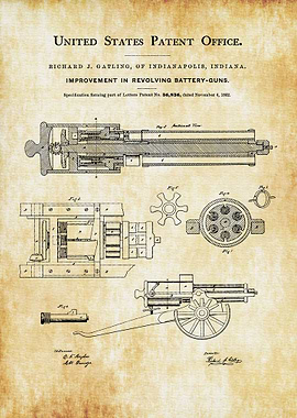 Gatling Gun Patent 1862