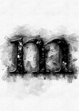 m letter watercolor