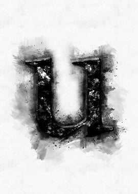 u letter watercolor