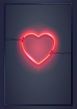 Neon Heart on the Wall