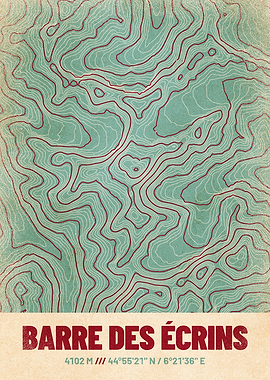 Barre des Ecrins Topo Map