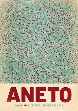 Aneto Topographic Map