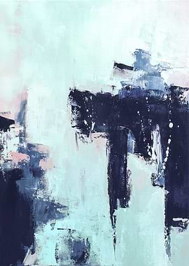Mint navy abstract