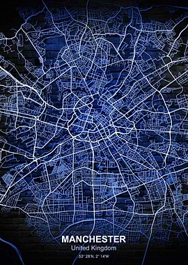 manchester blue wall map