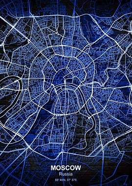 moscow blue wall map