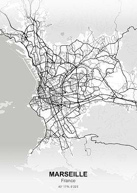 marseille city map white