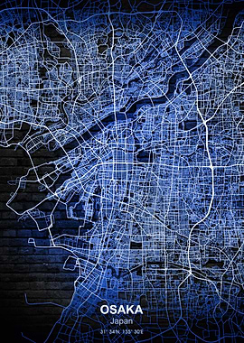 osaka blue wall map