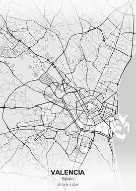 valencia city map white