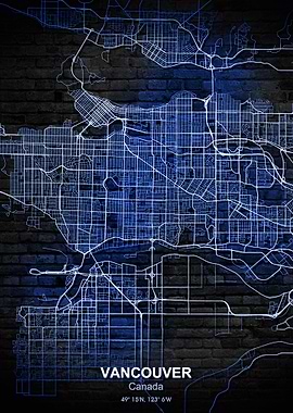vancouver blue wall map