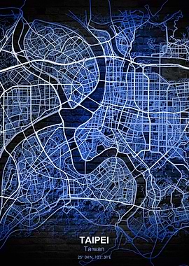taipei blue wall map