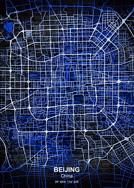 beijing blue wall map