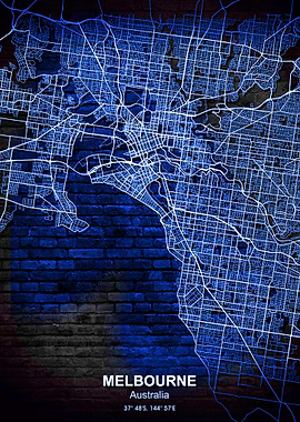 melbourne blue wall map