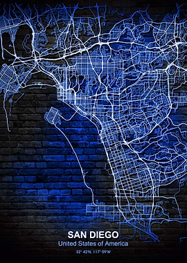 san diego blue wall map