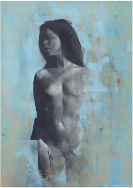 Violet, nude on blue