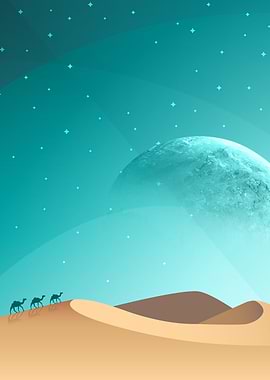 Desert Camels Starry night