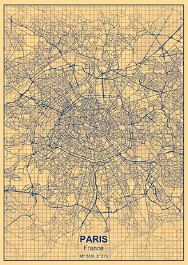 paris france grid map