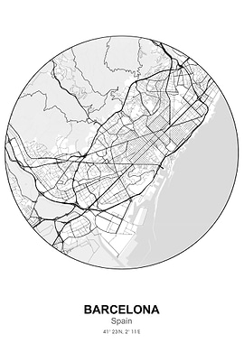 barcelona circle map white