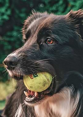Border collie with ball