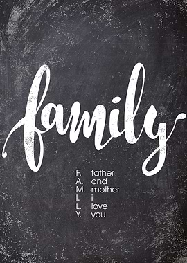 family chalk text art