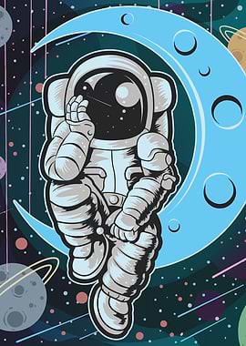 Astronaut Sits On Asteroid