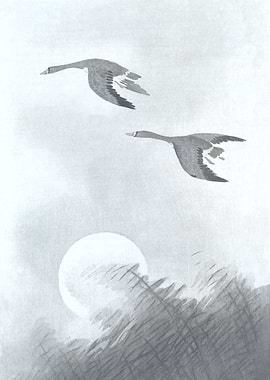 Flying Geese at Sunset Art