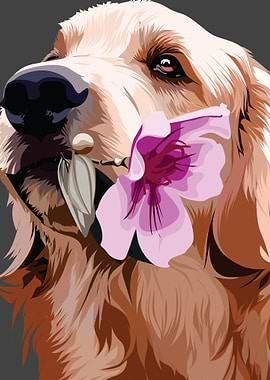 cute dog with flower