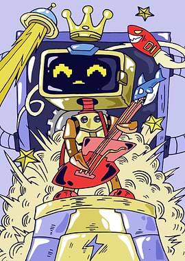 Robot playing Guitar Music