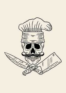 Skull Chef with Mustache