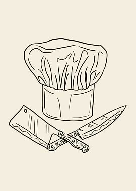 Chef Hat Crossed Knives