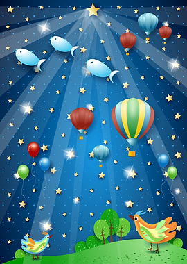 Big star in starry sky