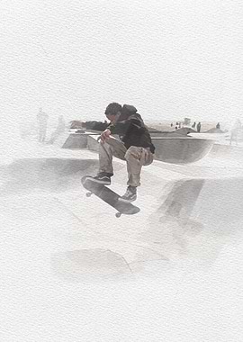 Skateboard Water Color