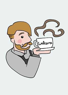 Barista man serving coffee