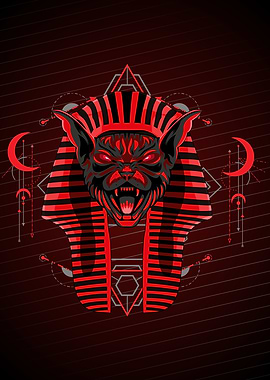 RED ANGRY GEOMETRIC SPINX