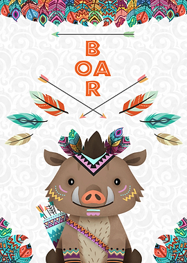Nursery Art Tribal Boar