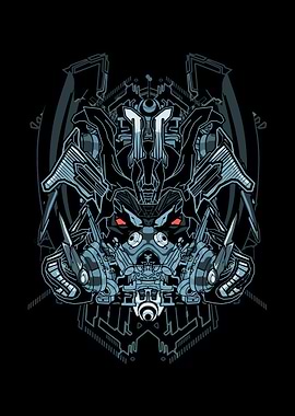 Grey Robotic Samurai Head