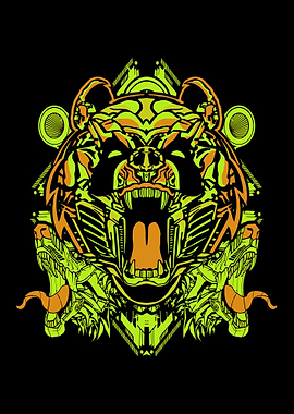 Yellow Robotic Panda Head