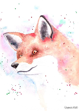Fox wildlife watercolor ar