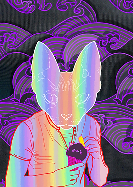 rainbow cat cute ice cream