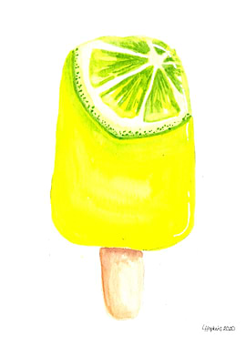 Lime watercolor popsicle