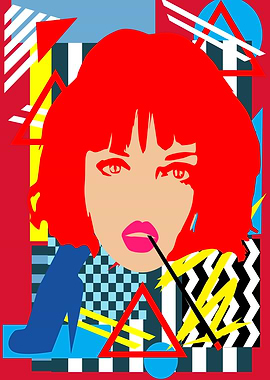 Woman smoking abstract