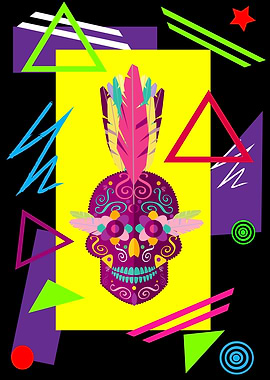Colorful Indian skull with