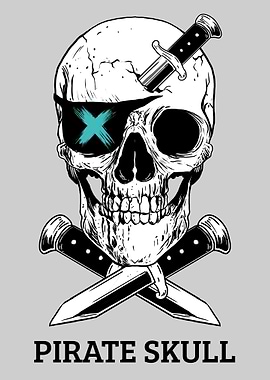 Pirate Skull with knife